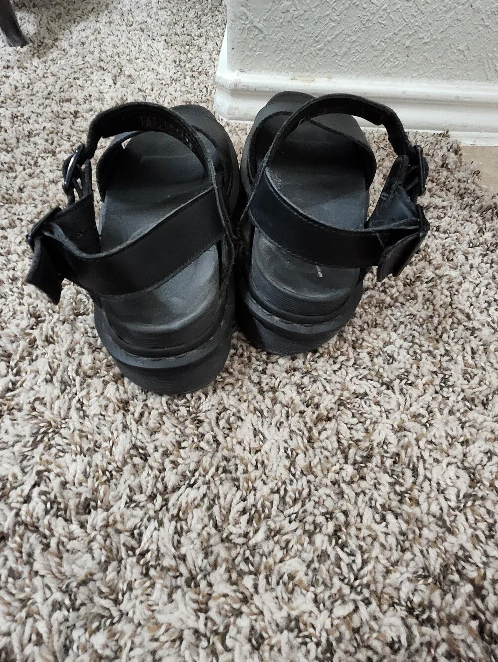 Dr. Martens Black Leather Double-Strap Women's Sandals